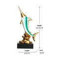 European-style resin swordfish decorative ornament on display in selected colour.
