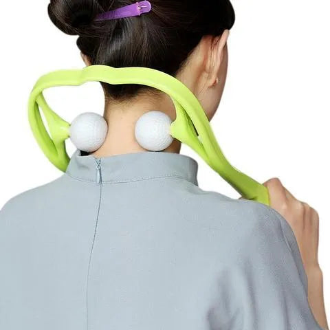 Plastic hand massage roller with adjustable width stand and 3D floating-point design for neck and shoulder pressure point therapy