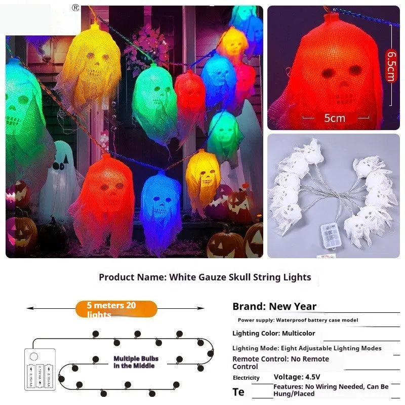 Halloween battery-powered coloured LED fairy lights for indoor wall horror decoration with plastic housing