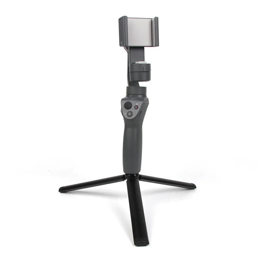 Black aluminium mobile phone tripod with PTZ stabiliser head for iPhone