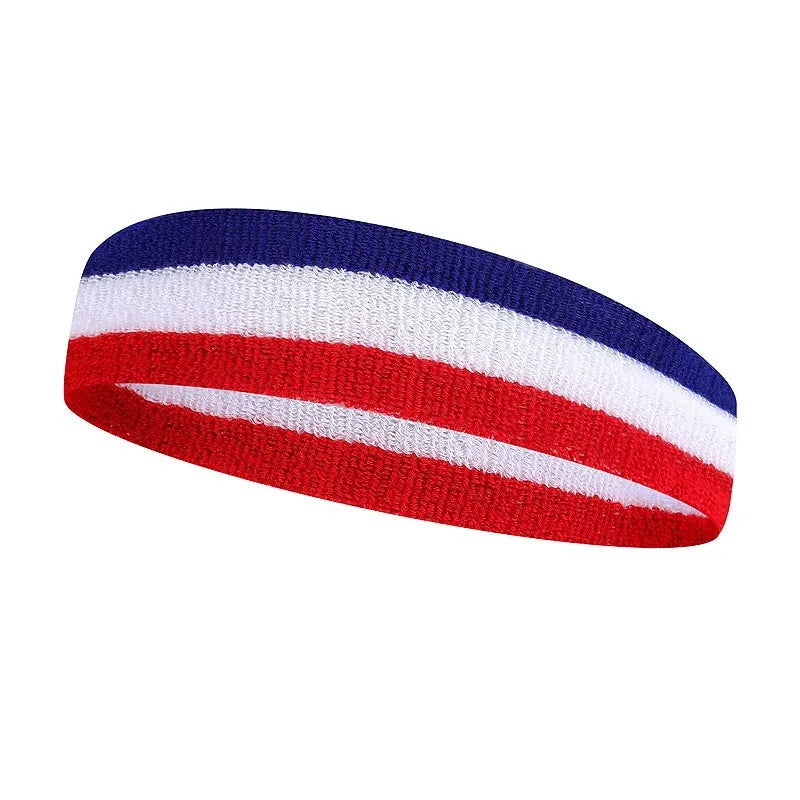 Multicolour sports headband for adults on a 5.5 by 20 cm size scale