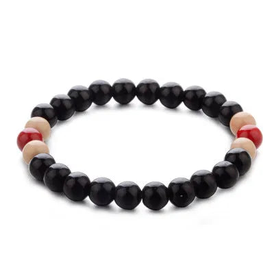 Natural stone beaded bracelet with lava stones for essential oils, unisex ethnic style.