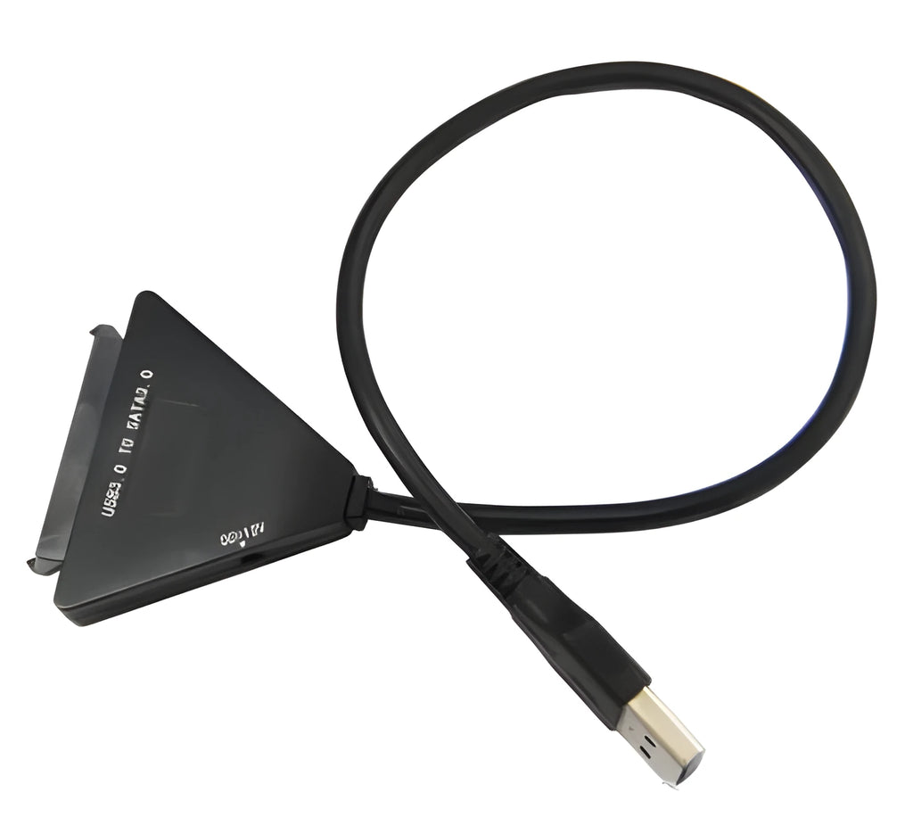 Black USB 3.0 to SATA 7+15 pin external hard drive adapter cable for 2.5 and 3.5 inch drives.