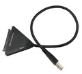 Black USB 3.0 to SATA 7+15 pin external hard drive adapter cable for 2.5 and 3.5 inch drives.