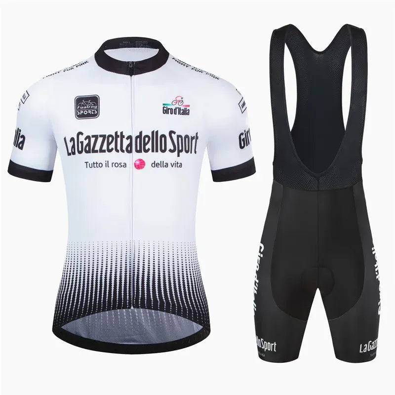 Patterned short sleeve cycling jersey for men and women in quick-dry polyester fabric.