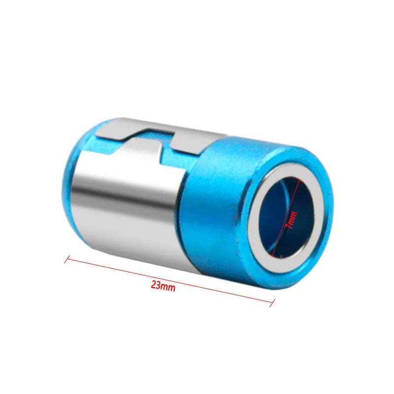 Light blue magnetic screwdriver bit with ring for metric slotted screws