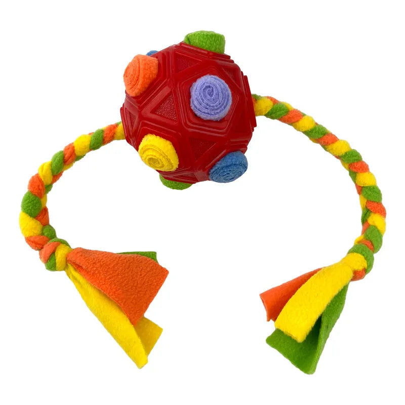 Dog sniffing ball puzzle toy in assorted colours for IQ training and treat dispensing