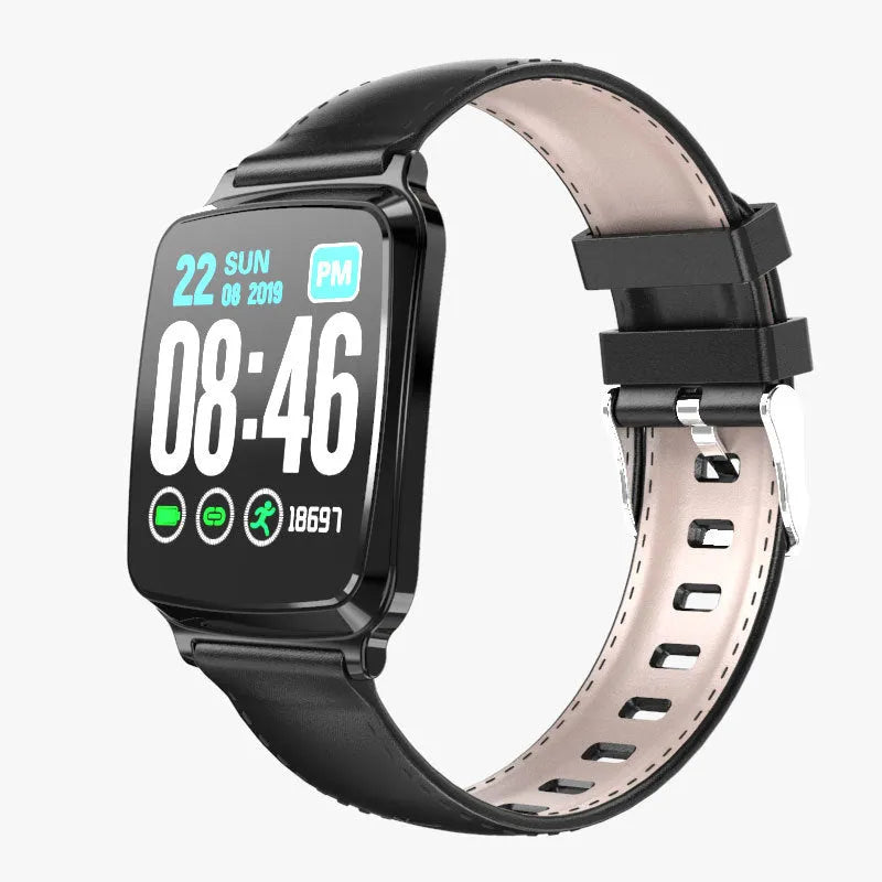 M8 multi-function smart bracelet with zinc alloy body and TPU strap on wrist, displaying heart rate data.