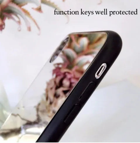 Black iPhone case with a built-in mirror on the back, compatible with iPhone X and iPhone 7 Plus models.