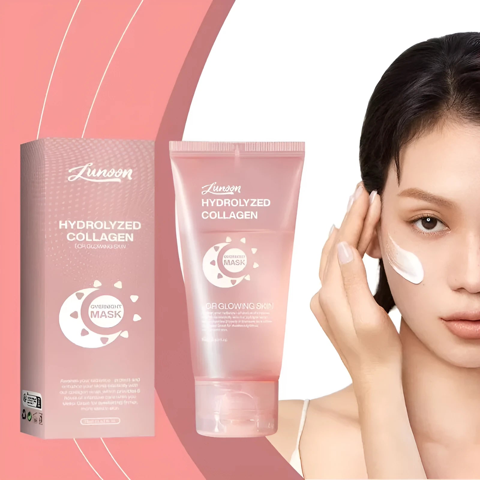 Collagen night mask in 75ml bottle with application brush for skin firming and hydration