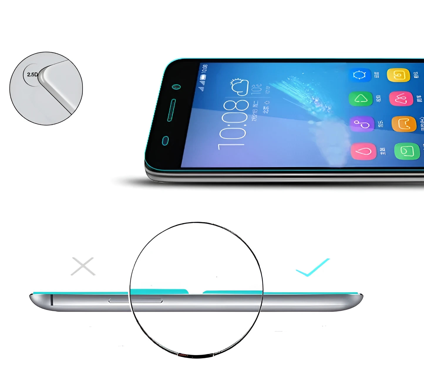 Tempered glass screen protector for iPhone 7 Plus, precut with home button cutout, on a white table