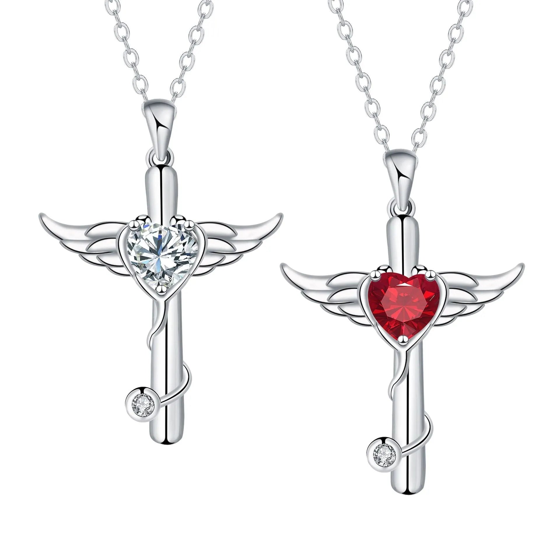 Cross stethoscope necklace with wings design in copper with electroplated finish