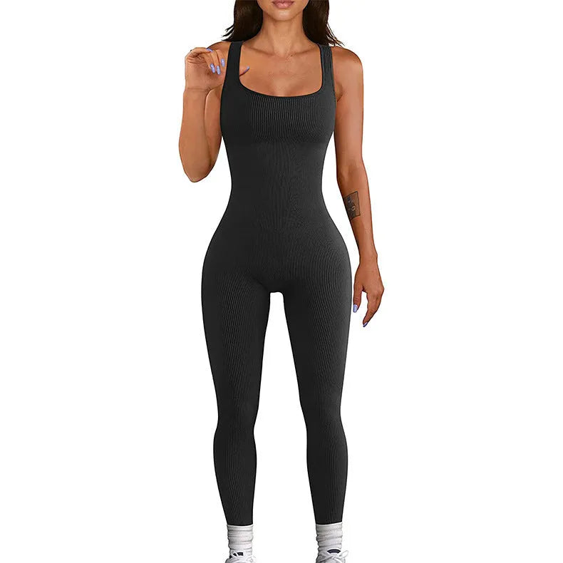 Women's spandex suspender tank top tights with long sleeves and button detailing in beige colour