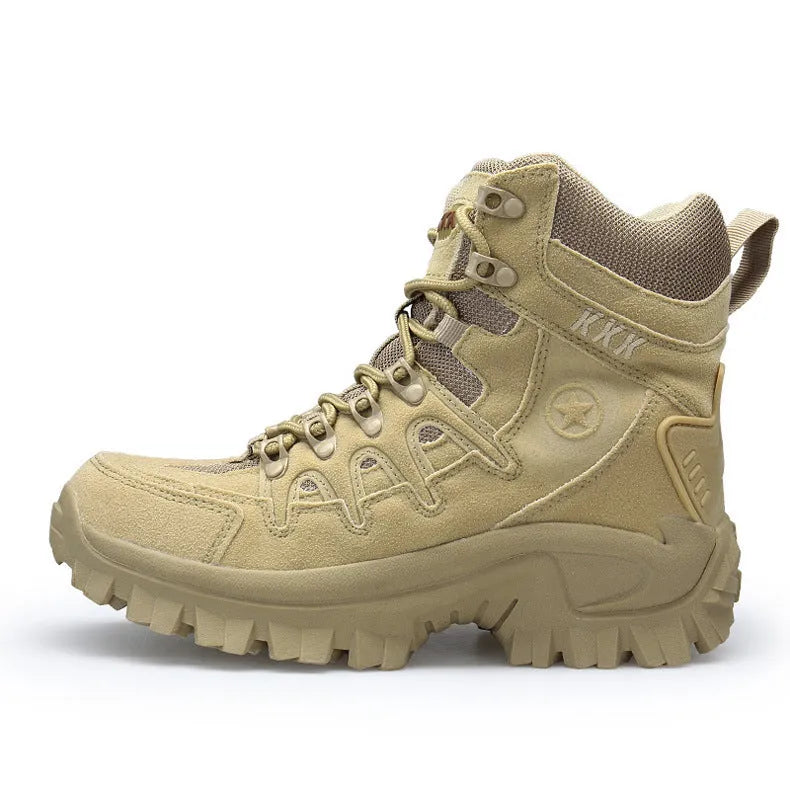Men's black US Army Delta style tactical outdoor boots with a rubber sole.