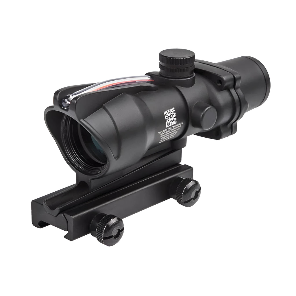 Maku 4x32 metal sight with fibre optic reticle and Mini RMR red dot on a black finish