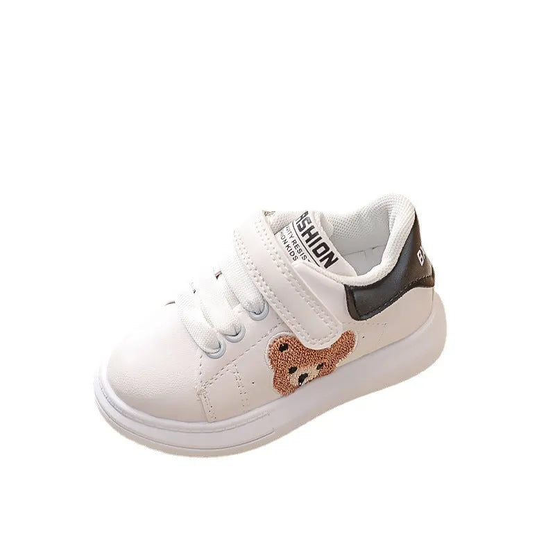 Baby Bear children's sports shoes in black with cartoon pattern, lightweight rubber sole, sizes 21-30