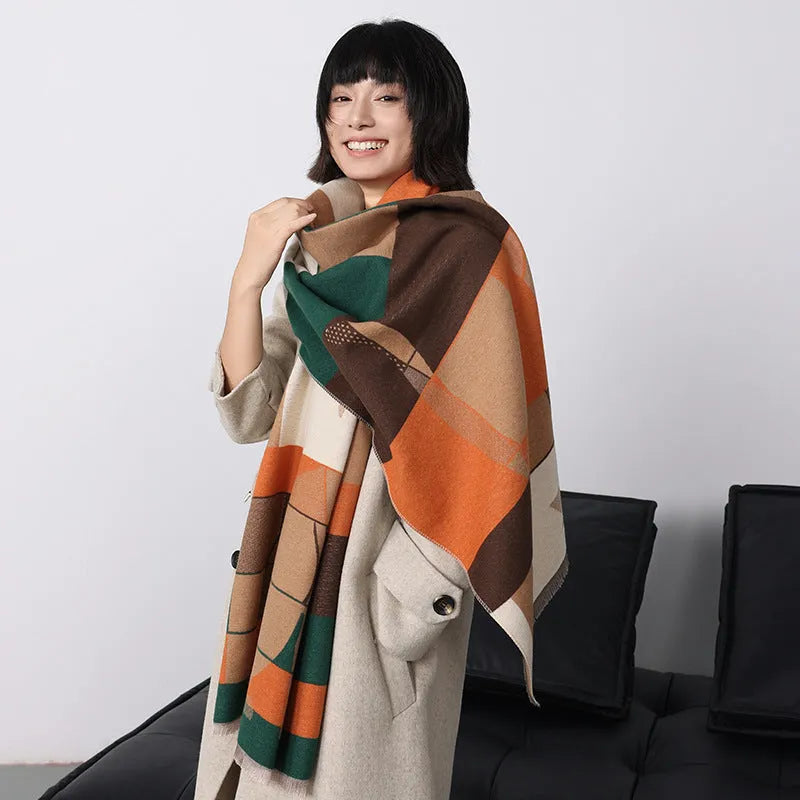 European American style imitation cashmere scarf shawl in beige colour measuring 185x65cm