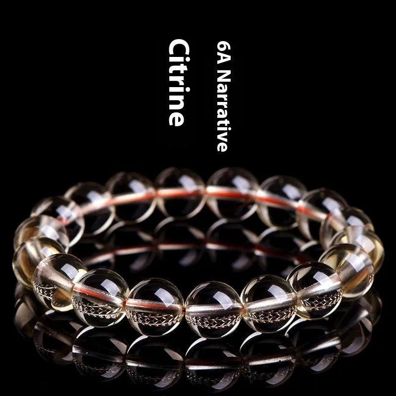 Natural citrine scattered beads ball bracelet in 7A grade, shown in gold and amber tones with textured bead design.