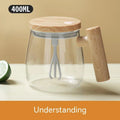 400ml clear borosilicate glass self stirring coffee mug with electric mixing base