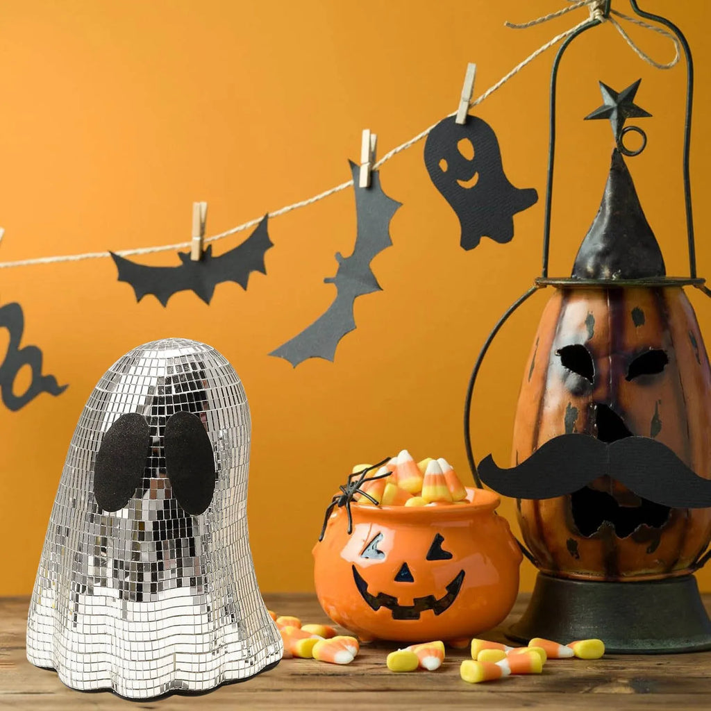 Silver embroidered glass Halloween ghost mosaic mirror patch desktop decoration