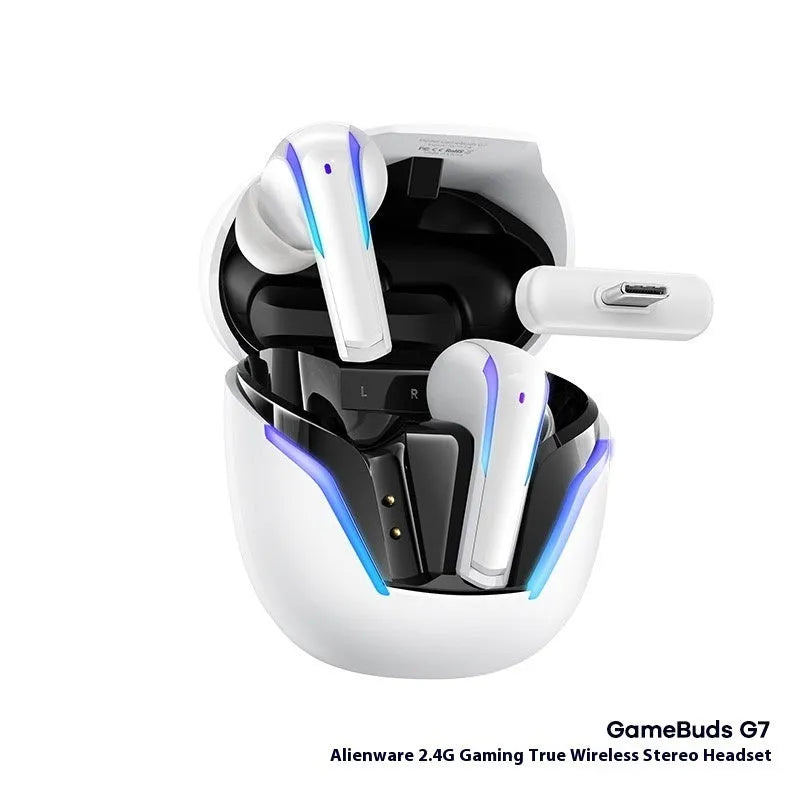 GameBuds G7 gaming earbuds with gradient breathing light in StarCraft Black, including 2.4G receiver