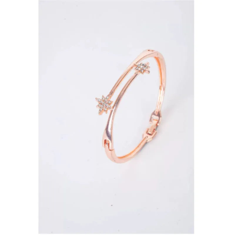 Zinc alloy ladies' bracelet with bow and heart motifs in rose gold electroplated finish, simple style