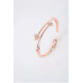 Zinc alloy ladies' bracelet with bow and heart motifs in rose gold electroplated finish, simple style