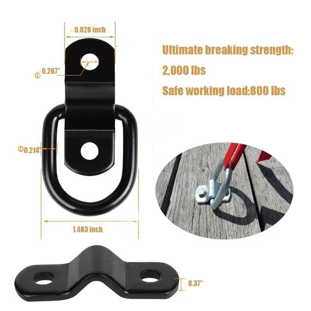 Galvanised carbon steel truck floor hook with a black pull ring for securing cargo.