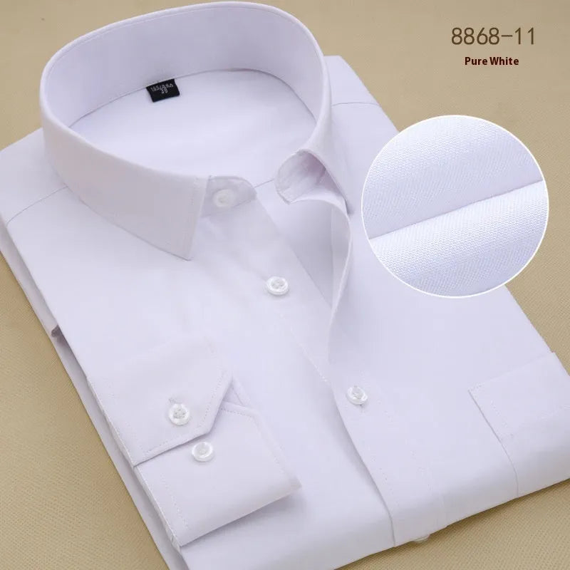 Men's black slim fit cotton business shirt with long sleeves and cardigan style