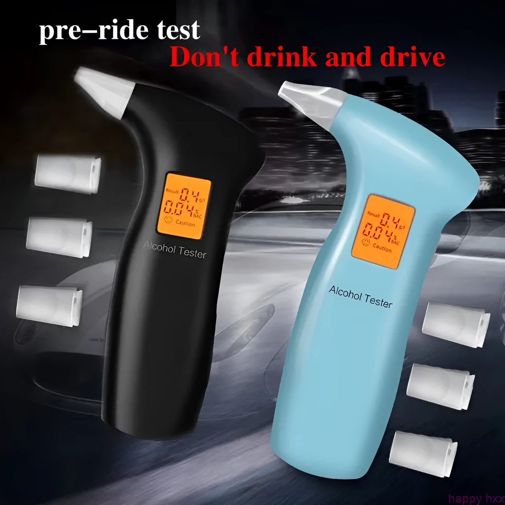 Portable orange light breath alcohol tester with four replaceable mouthpieces