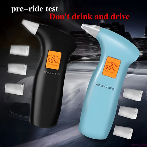 Portable orange light breath alcohol tester with four replaceable mouthpieces
