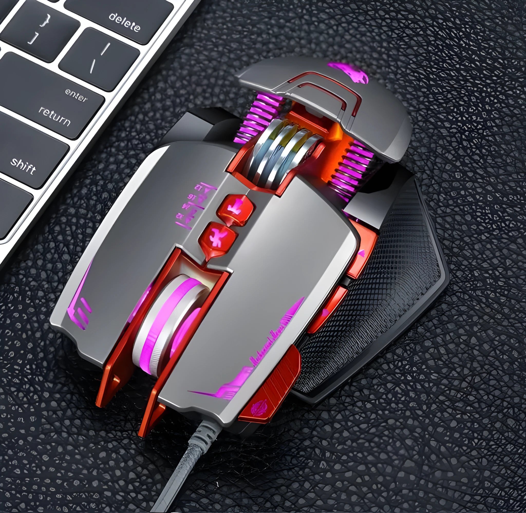 Thunder Wolf V9 wired gaming mouse with ergonomic design and six programmable buttons