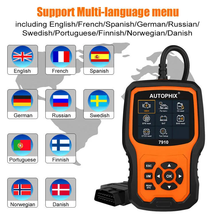 Autophix 7910 handheld automotive diagnostic scanner and OBD2 code reader tool