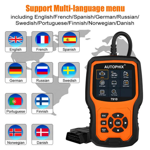 Autophix 7910 handheld automotive diagnostic scanner and OBD2 code reader tool