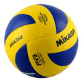 Machine sewn PU volleyball in hand on outdoor court – available in No.4 and No.5 sizes for junior and senior play