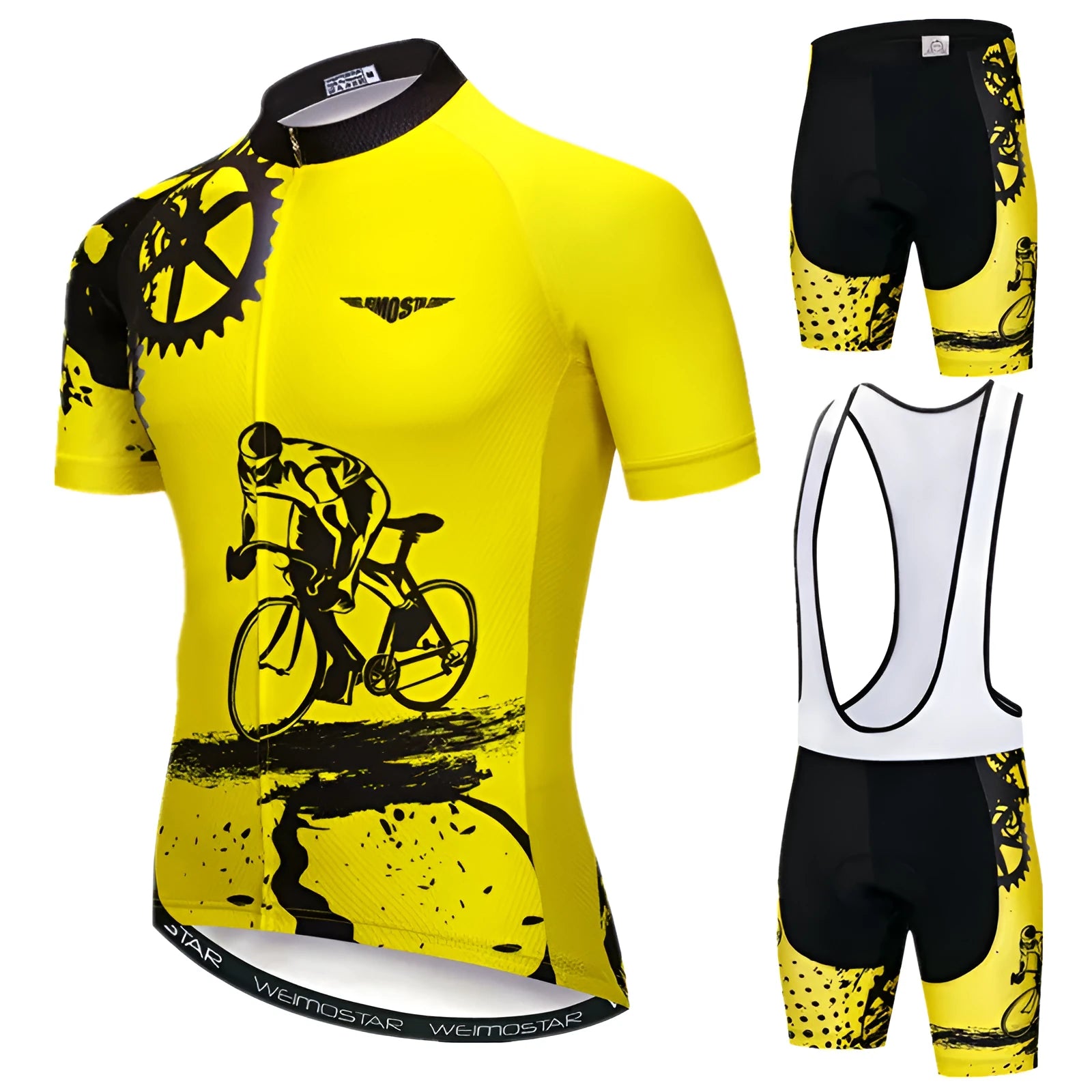 Pro cycling jersey set in polyester, multiple colours, Asian sizing XS to 3XL, for road biking men and women