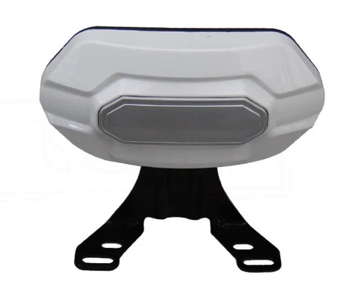 Scooter backrest with metal bracket, ABS baked paint finish, and leather surface in black colour option