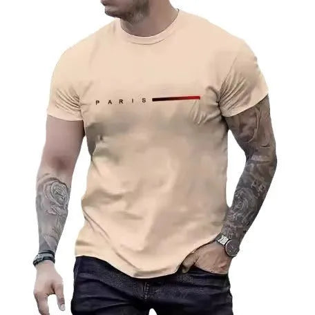 Men's slim fit casual top with a blue 3D printed mesh pattern on the front.