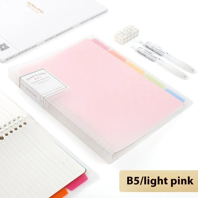 Loose spiral notebook refill with transparent PP cover and raw wood pulp paper in A5 size