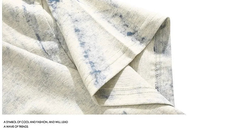 Grey tie dye printed loose fit t-shirt with full design coverage and round neck collar