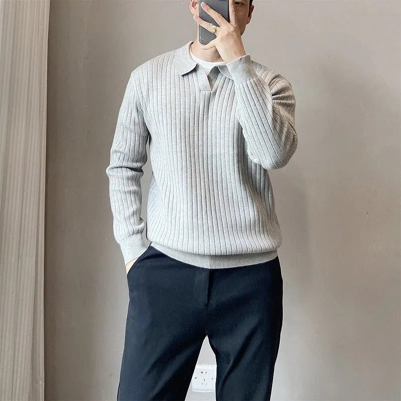 Men's loose fit rabbit fur knitted sweater in Army Green colour with long sleeves