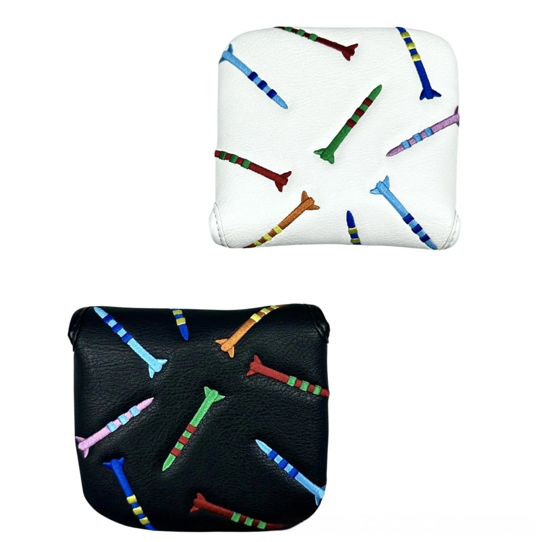 Black and white PU leather square putter head protective sleeve for golf