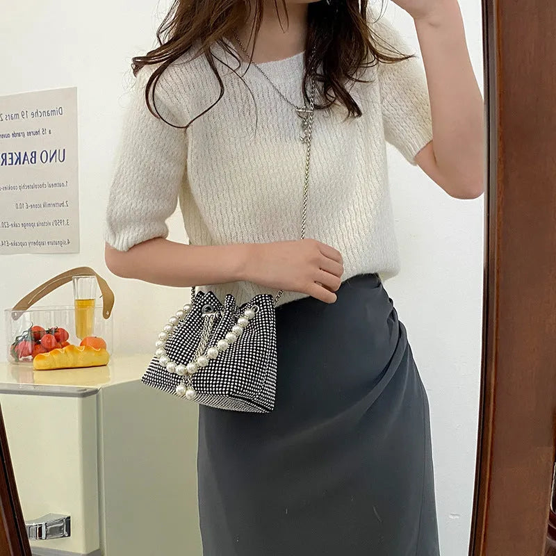 Light diamond Western style crossbody bag with chain strap in available colours