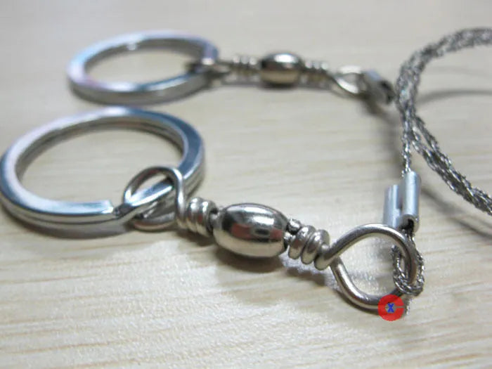 70cm stainless steel survival wire saw with thumb rings for portable outdoor cutting
