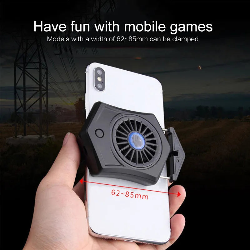 Black and white USB mobile phone radiator cooling fan for gaming consoles.