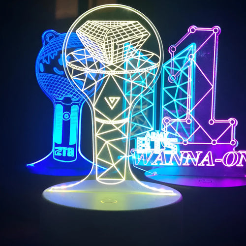 Clear acrylic stand with BTS Light 101 style, tower and gem options, 100-240V voltage support