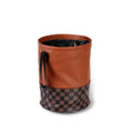 Black retractable leather car trash can with folding design and carry handle