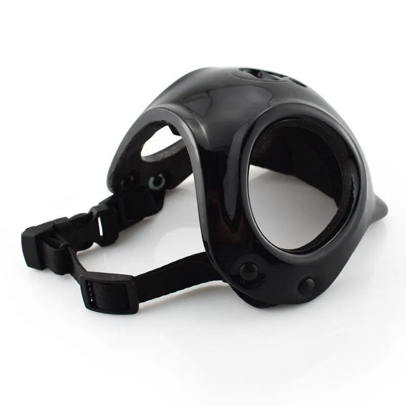 Plastic bicycle safety helmet for small to medium sized dogs in black colour