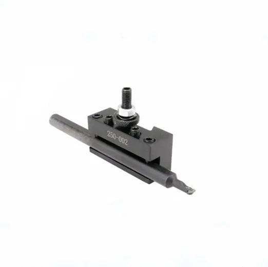 Machifit 250-000 steel quick change tool post and lathe tool holders on a workshop bench