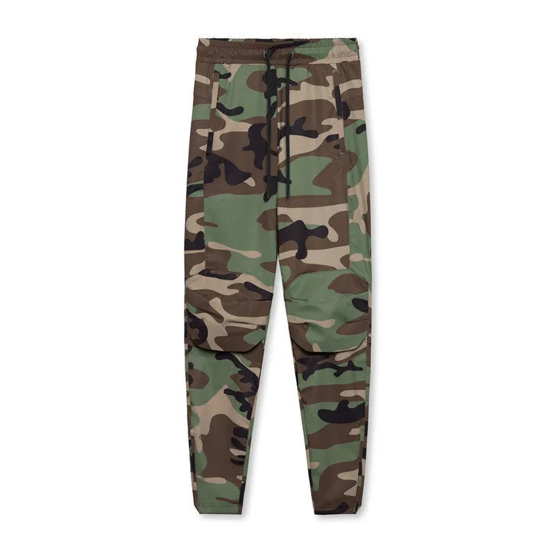 Men's grey ankle-tied running trousers for fitness exercise with quick-dry polyester fabric